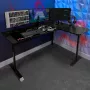X Rocker 2022068 L-shaped rohový herný stôl s RGB LED osvetlením, karbónový vzhľad, čierny