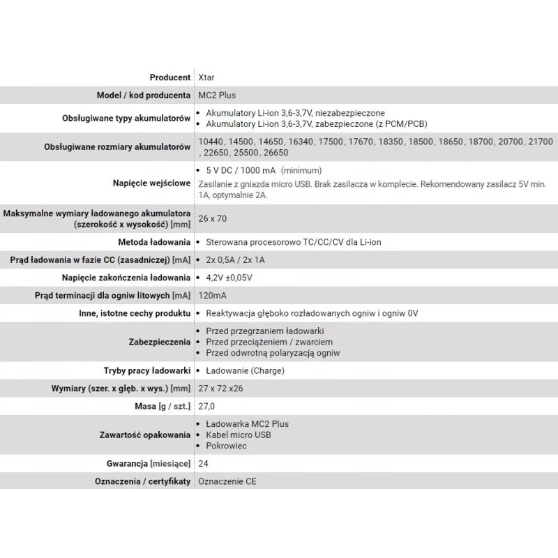 XTAR MC2+ nabíjačka pre valcové Li-ion batérie 18650