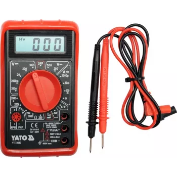Yato YT-73080 digitálny multimeter s podsvietením, manuálny výber rozsahu, CAT II 600V