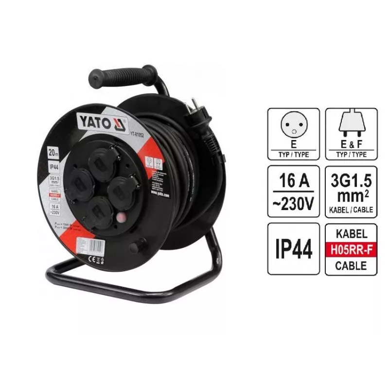 Yato YT-81052 káblový bubon 4 AC zásuvky 20 m