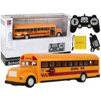 Žltý školský autobus diaľkové ovládanie RC s otváracími dverami 4690 Lean Toys