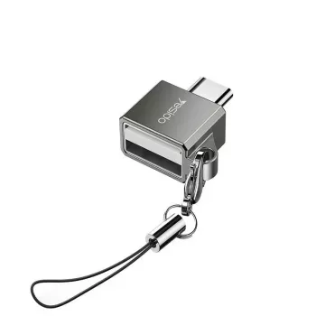 YESIDO GS08 mini hliníkový USB Type-C OTG adaptér s čítačkou kariet - čierny