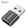 YESIDO GS09 mini hliníkový USB Type-C na USB-A OTG adaptér čierny