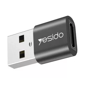 YESIDO GS09 mini hliníkový USB Type-C na USB-A OTG adaptér čierny