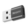 YESIDO GS09 mini hliníkový USB Type-C na USB-A OTG adaptér čierny