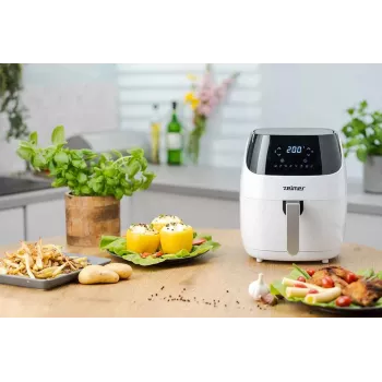 Zelmer ZAF5501W Teplovzdušná fritéza bez oleja, 5L, 1500W, digitálny dotykový panel, biela