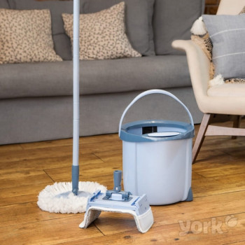 YORK Rotary MOP SPECIAL Sada na čistenie podlahy s pedálovým žmýkadlom, 12L vedro, teleskopická rukoväť, 2 mikrovláknové hlavice