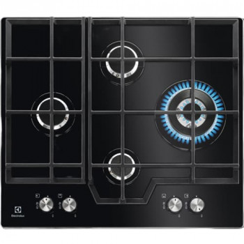 Electrolux KGG6456K 60 cm vstavaná plynová varná doska so 4 horákmi, čierne sklo