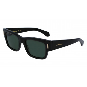 Ferragamo pánske SF2011S-001 obdĺžnikové slnečné okuliare, čierny rám, sivé sklá, 53mm