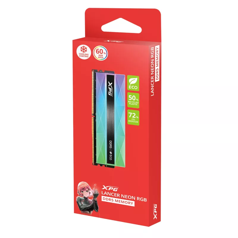 DIMM 32 GB DDR5-6400 (2x 16 GB) Dual-Kit, operačná pamäť strieborná, AX5U6400C3216G-DCLANRSG, Lancer Neon RGB, INTEL XMP, AMD EXPO