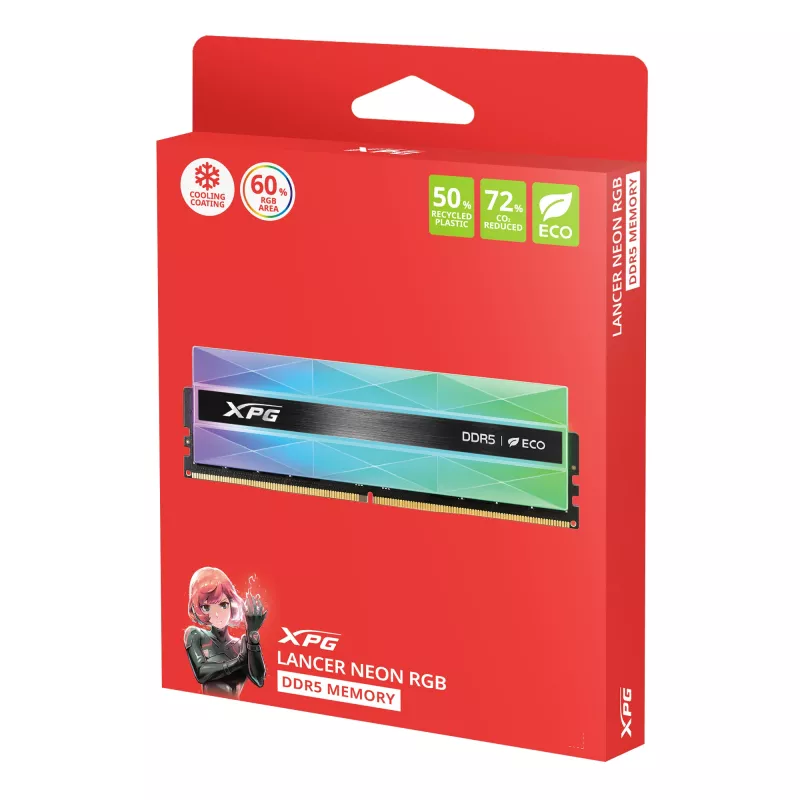DIMM 32 GB DDR5-6400 (2x 16 GB) Dual-Kit, operačná pamäť strieborná, AX5U6400C3216G-DCLANRSG, Lancer Neon RGB, INTEL XMP, AMD EXPO