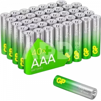 AAA alkalické batérie balenie GP 03024AETA-B40 — 40 článkov, Micro (AAA) Super Alkaline