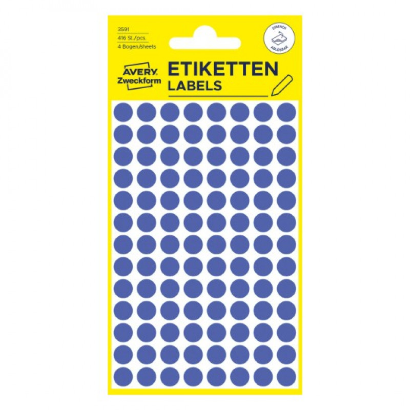 Avery Zweckform 3591 – odlepovacie značkovacie bodky, Ø 8 mm, modré, 416 ks